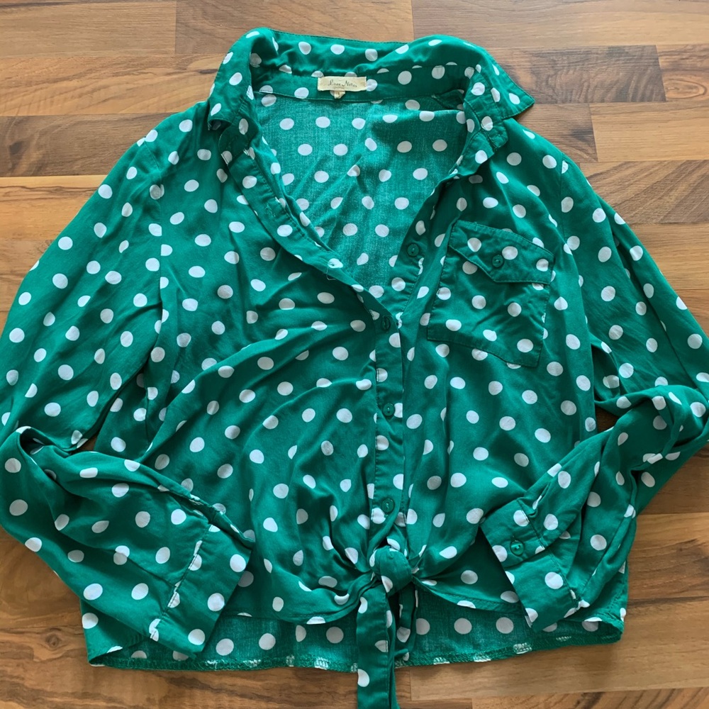Button down polka dot blouse